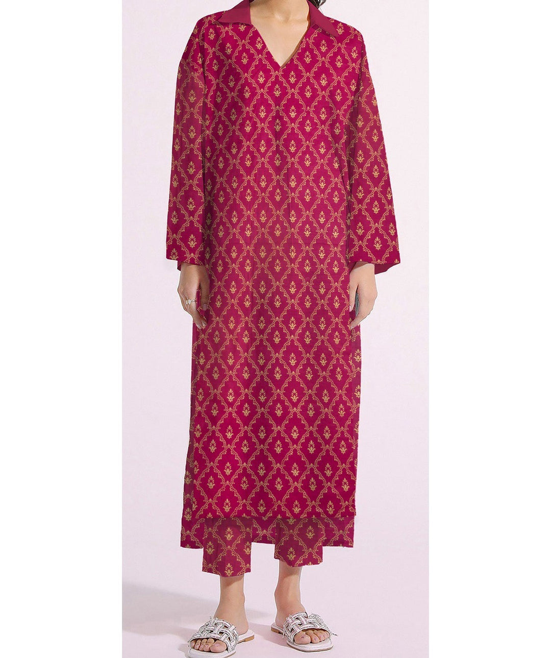 2PC- Unstitched Screen Printed Cotton Suit US5136