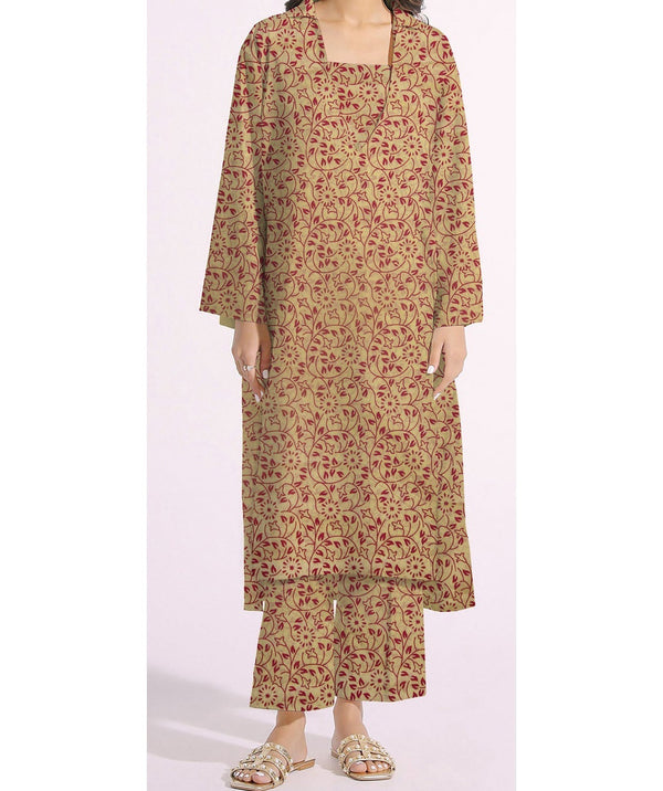 2PC- Unstitched Screen Printed Cotton Suit US5141