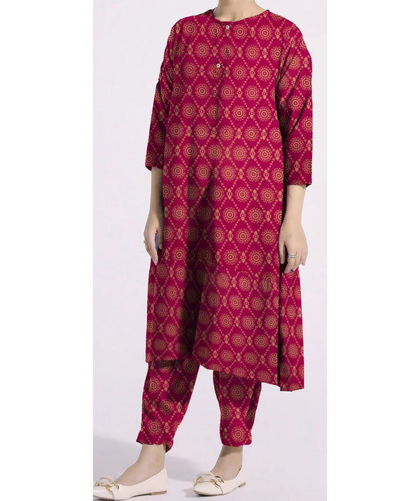 2PC- Unstitched Screen Printed Cotton Suit US5142