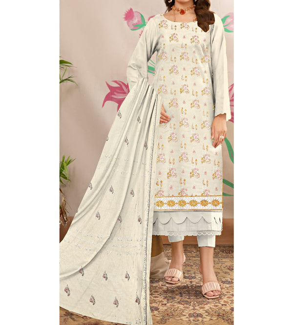 3PC- Unstitched Embroidered Lawn Suit US5246