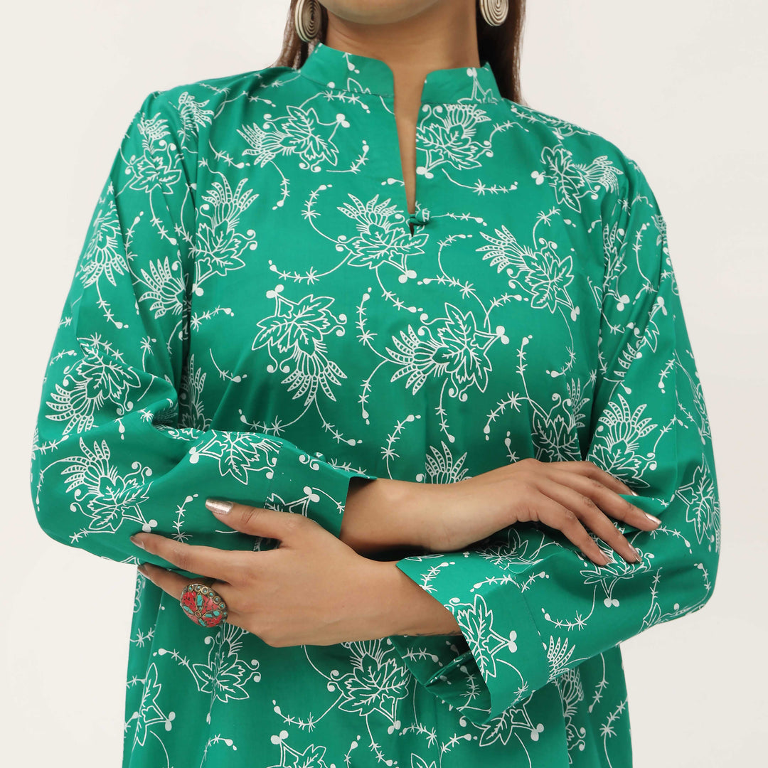 2PC- Unstitched Screen Printed Cotton Suit US5284