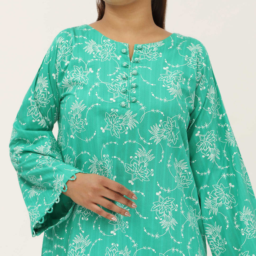 2PC- Unstitched Screen Printed Cotton Suit US5285
