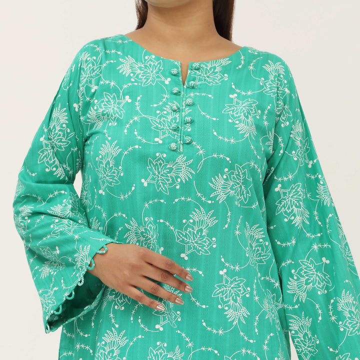 2PC- Unstitched Screen Printed Cotton Suit US5285