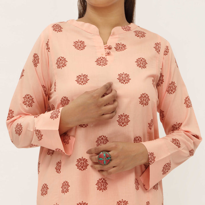 2PC- Unstitched Screen Printed Cotton Suit US5299