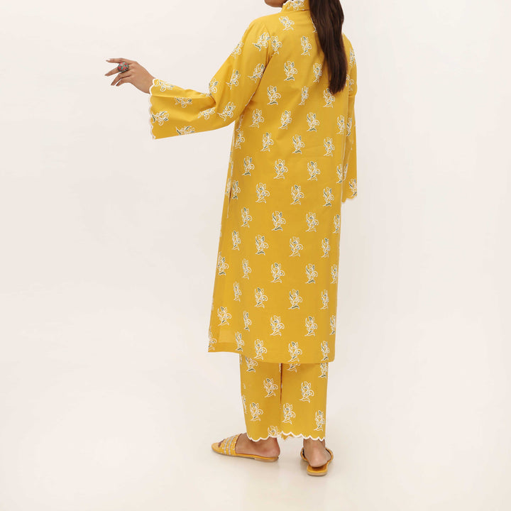 2PC- Unstitched Screen Printed Cotton Suit US5303