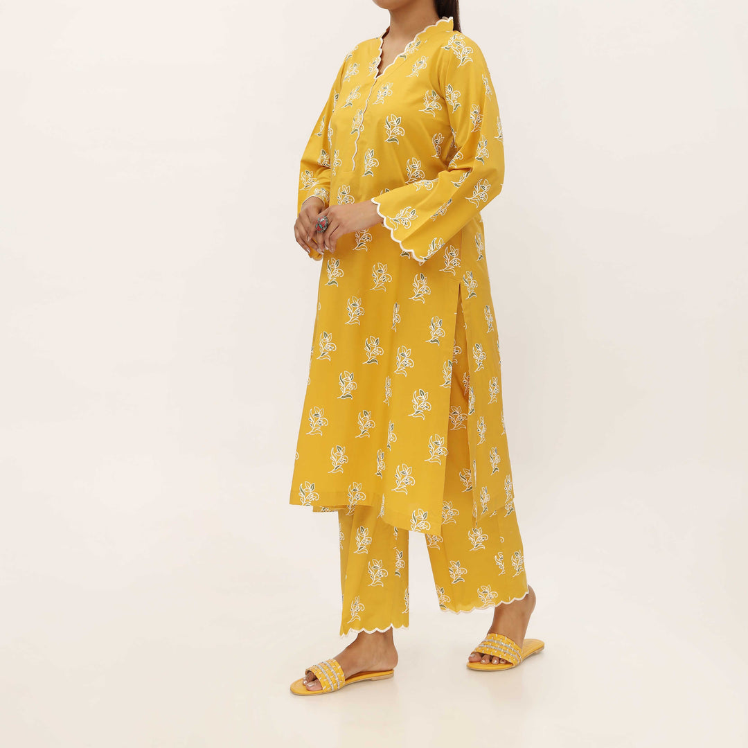 2PC- Unstitched Screen Printed Cotton Suit US5303
