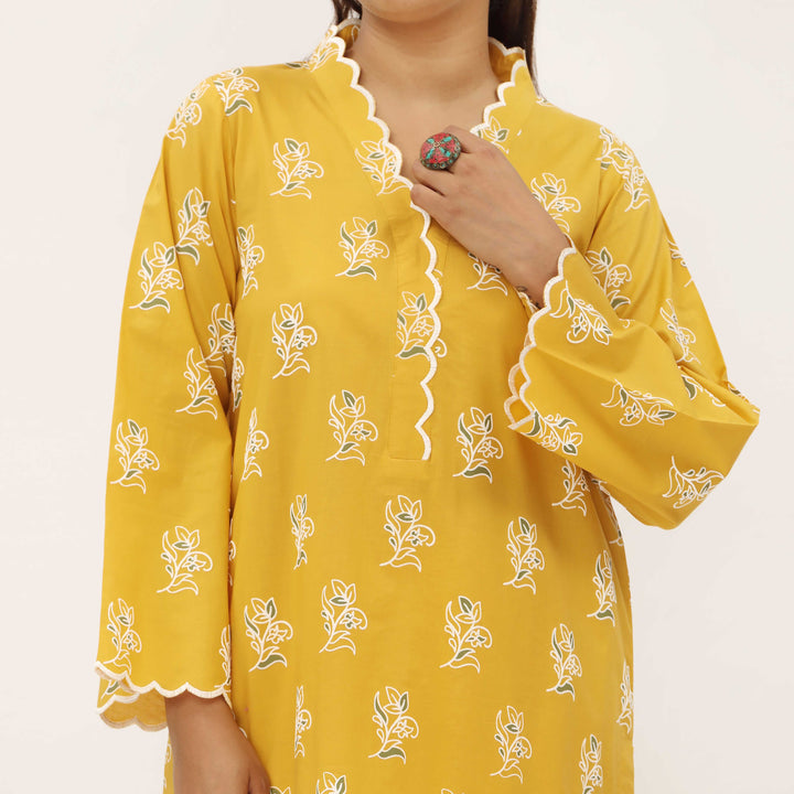 2PC- Unstitched Screen Printed Cotton Suit US5303