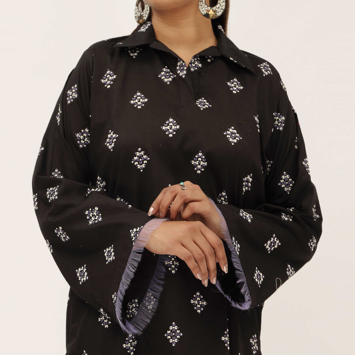 1PC- Unstitched Screen Printed Cotton Shirt US5305