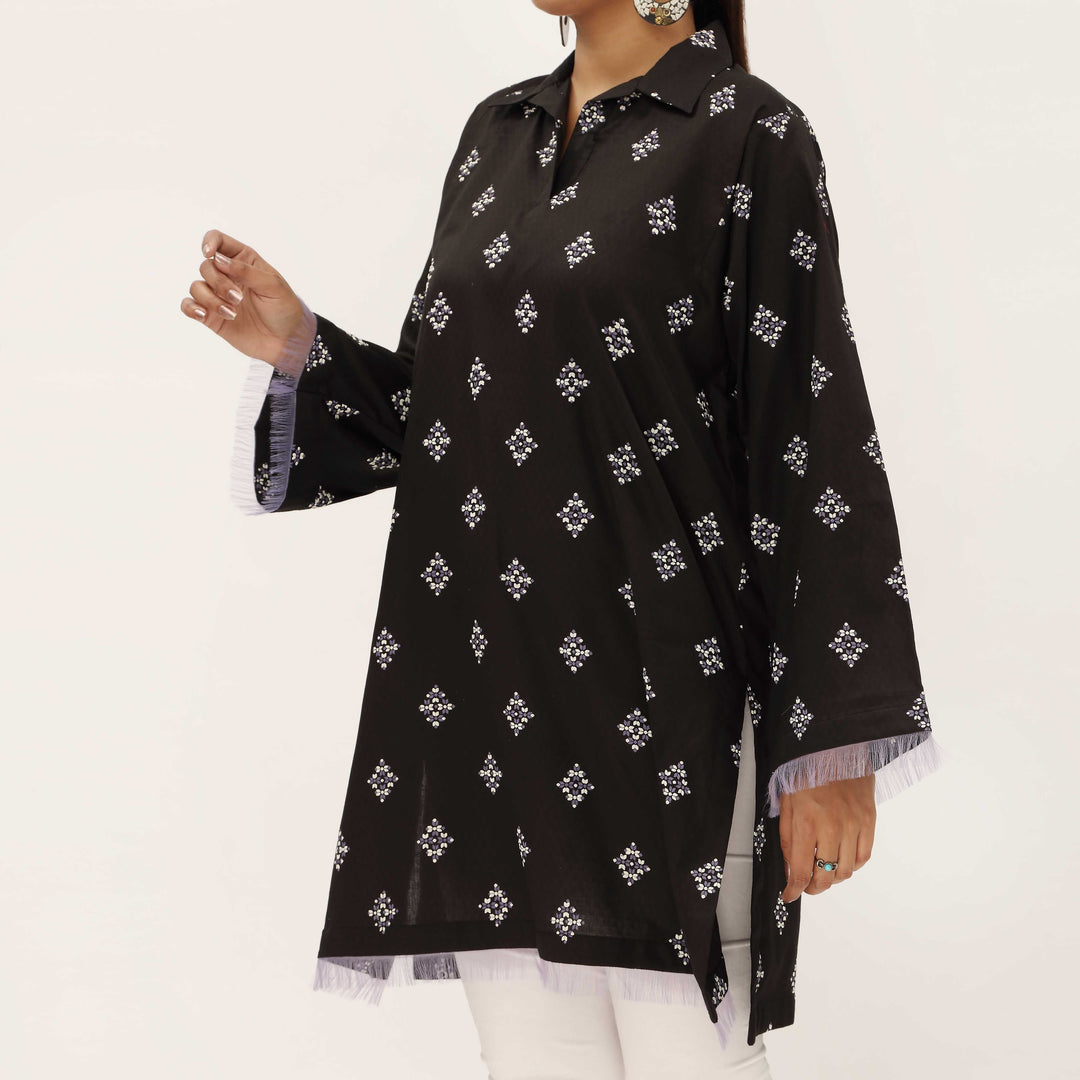 1PC- Unstitched Screen Printed Cotton Shirt US5305