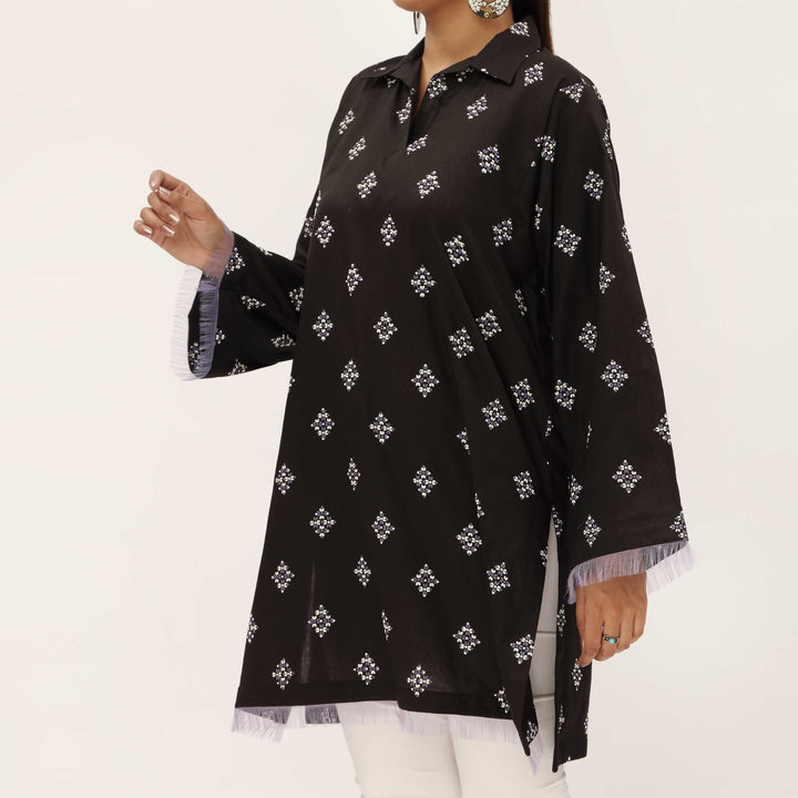 1PC- Unstitched Screen Printed Cotton Shirt US5305