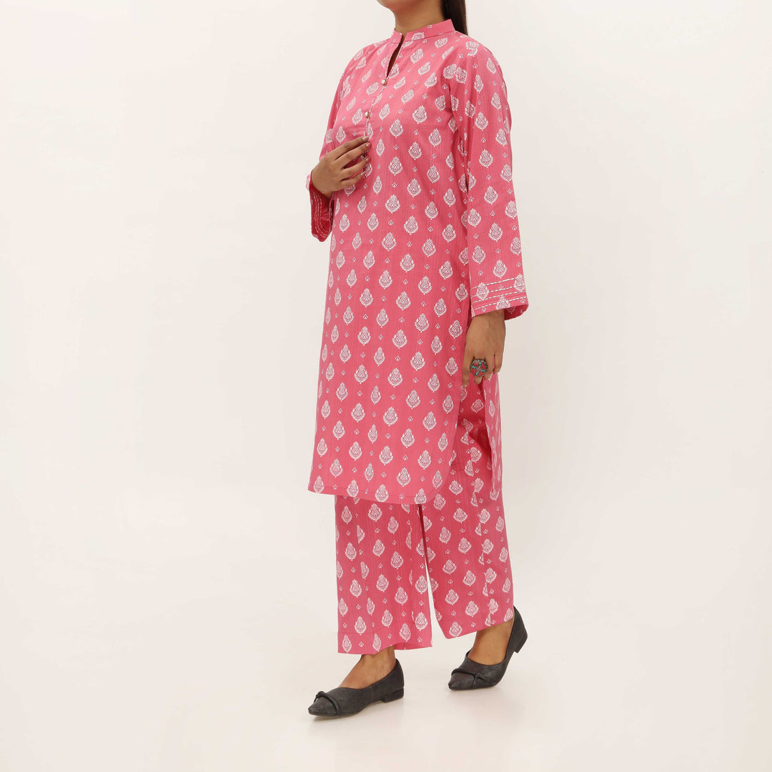 2PC- Unstitched Screen Printed Cotton Suit US5310