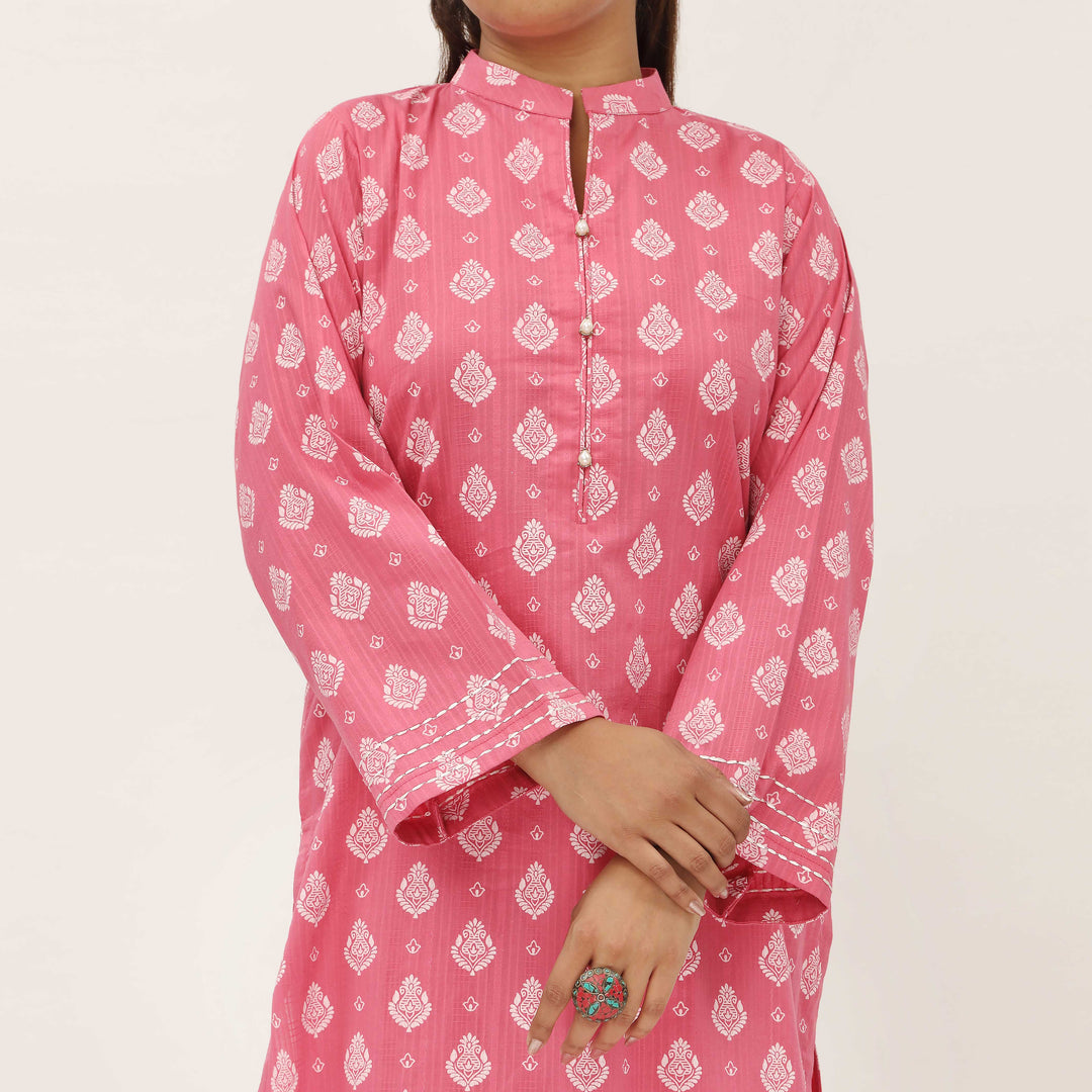 2PC- Unstitched Screen Printed Cotton Suit US5310