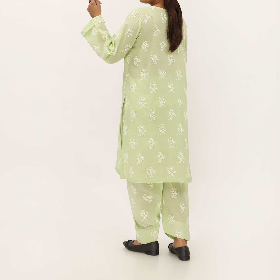 2PC- Unstitched Screen Printed Cotton Suit US5312