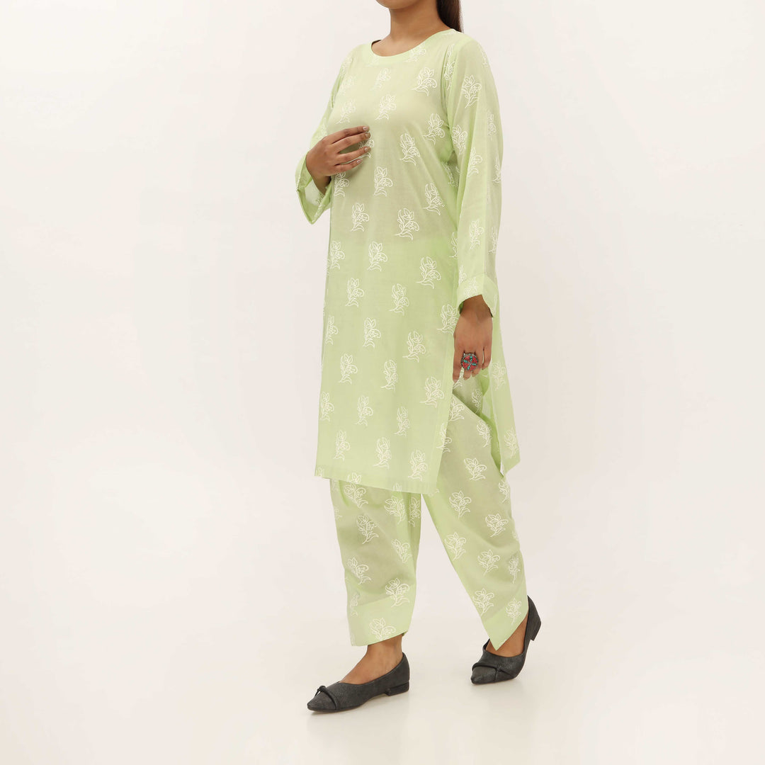 2PC- Unstitched Screen Printed Cotton Suit US5312