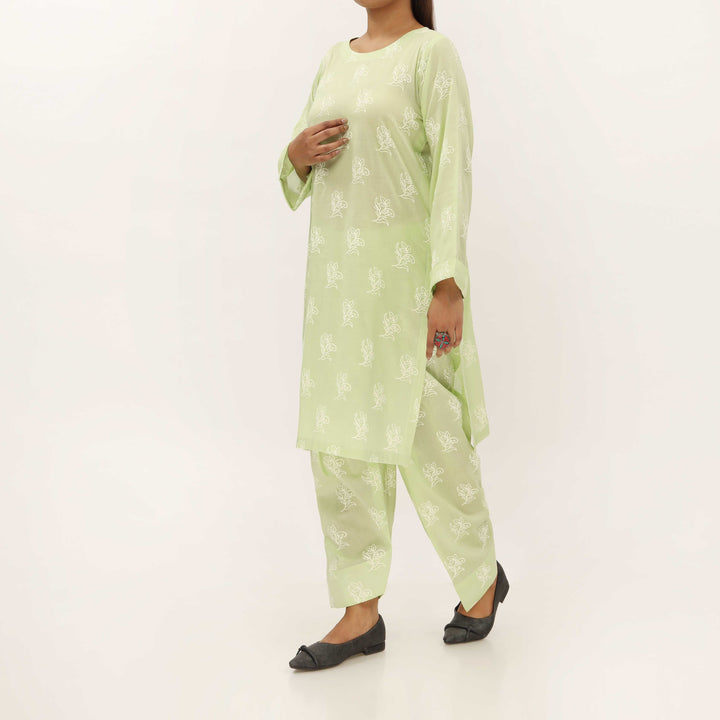 2PC- Unstitched Screen Printed Cotton Suit US5312