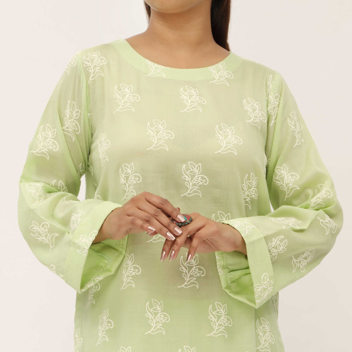 2PC- Unstitched Screen Printed Cotton Suit US5312