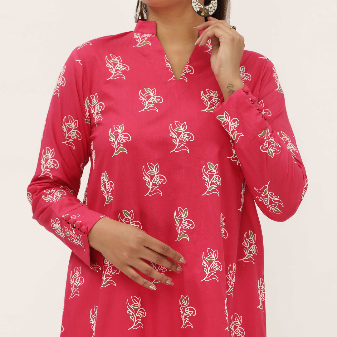 1PC- Unstitched Screen Printed Cotton Shirt US5317