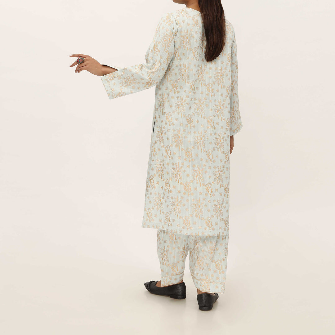 2PC- Unstitched Screen Printed Cotton Suit US5319