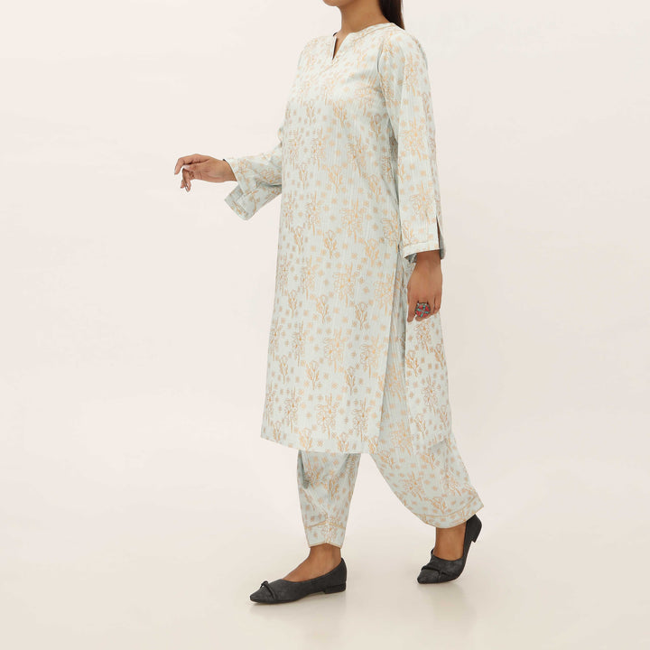 2PC- Unstitched Screen Printed Cotton Suit US5319