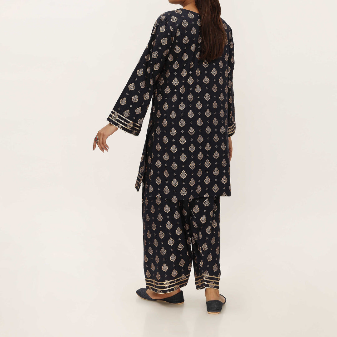 2PC- Unstitched Screen Printed Cotton Suit US5327