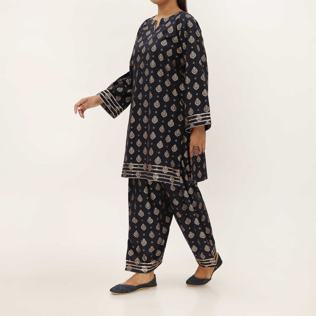 2PC- Unstitched Screen Printed Cotton Suit US5327