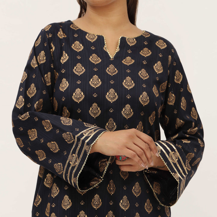 2PC- Unstitched Screen Printed Cotton Suit US5327