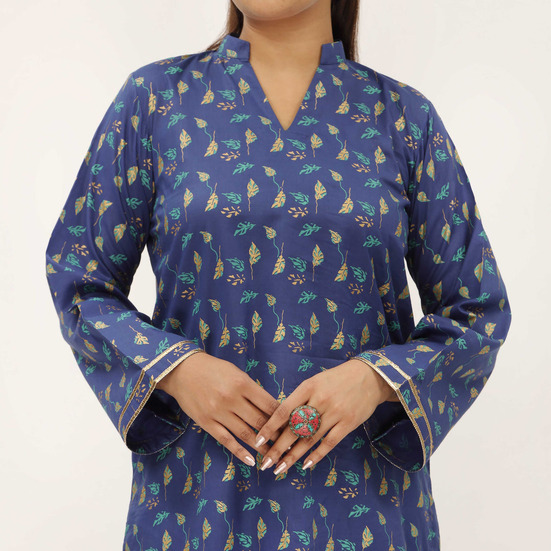 2PC- Unstitched Screen Printed Cotton Suit US5332
