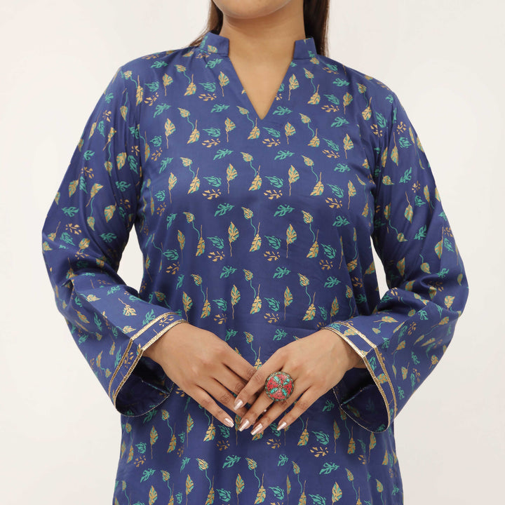 2PC- Unstitched Screen Printed Cotton Suit US5332