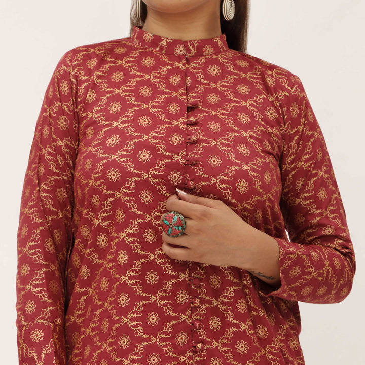 1PC- Unstitched Screen Printed Cotton Shirt US5333