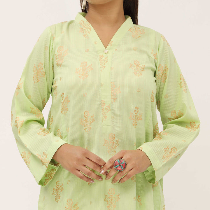 1PC- Unstitched Screen Printed Cotton Shirt US5337