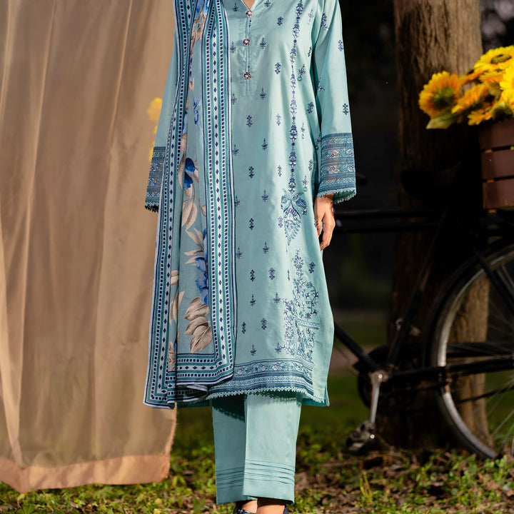 3PC- Unstitched Embroidered Lawn Suit US5348