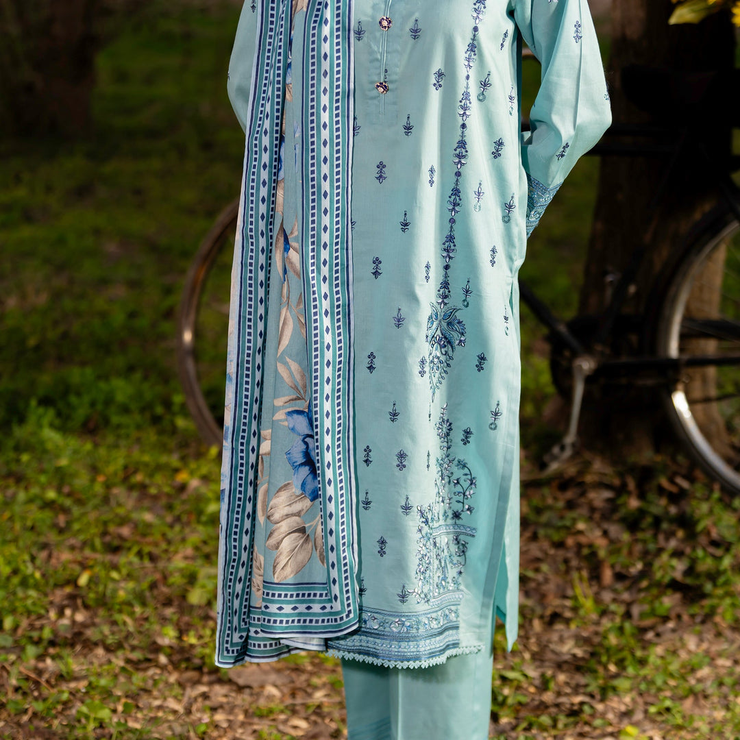 3PC- Unstitched Embroidered Lawn Suit US5348