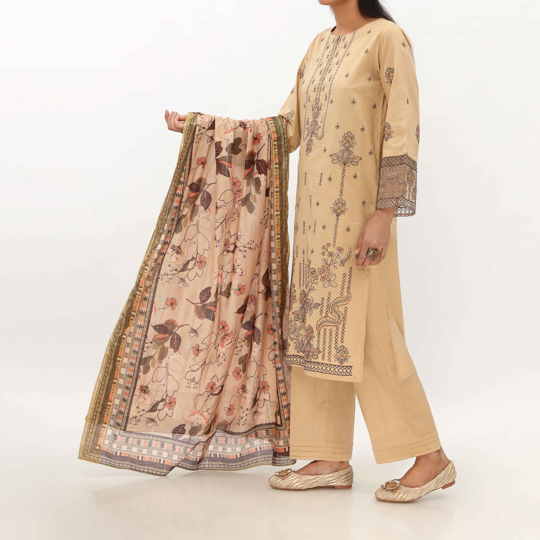3PC- Unstitched Embroidered Lawn Suit US5354