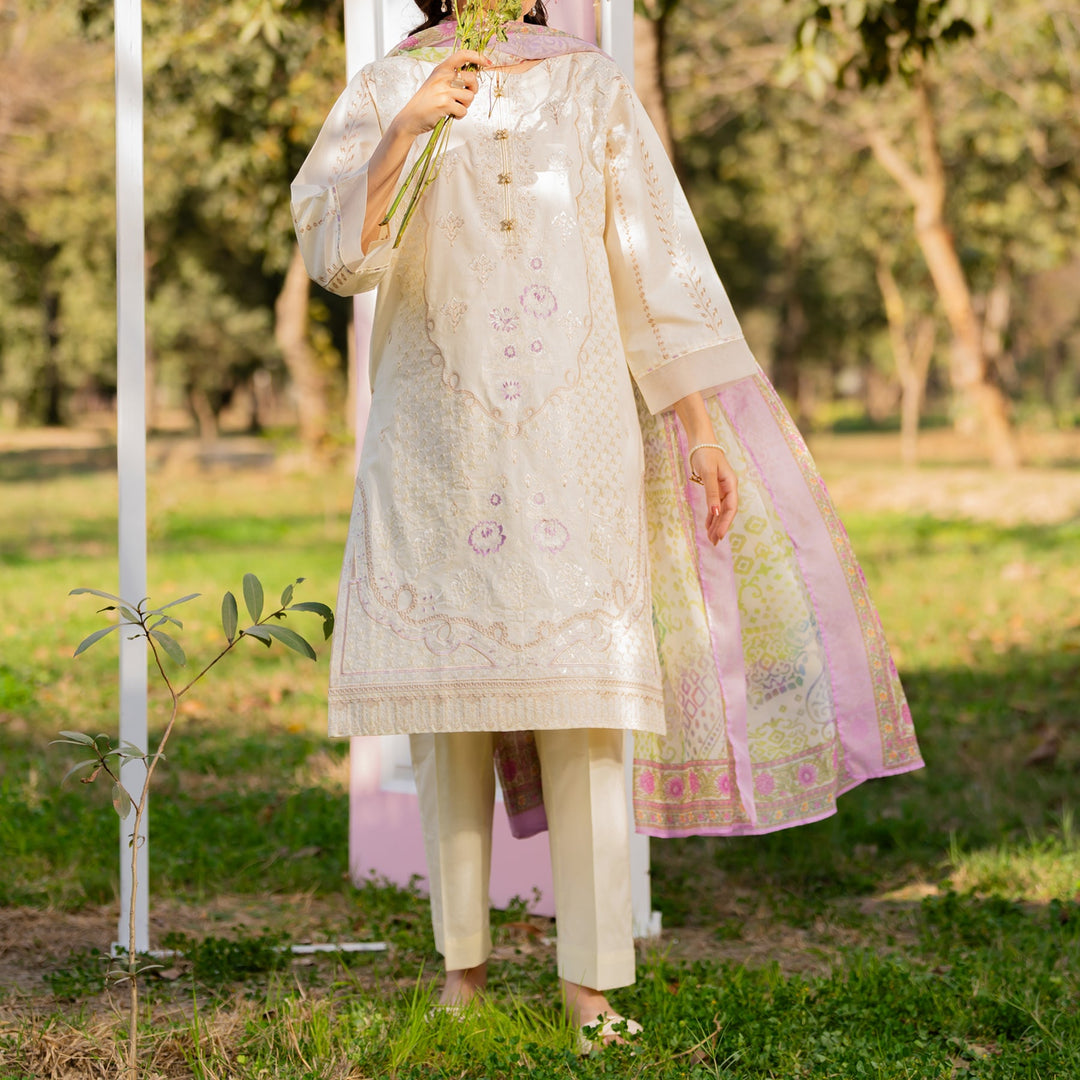 3PC- Unstitched Embroidered Lawn Suit US5380