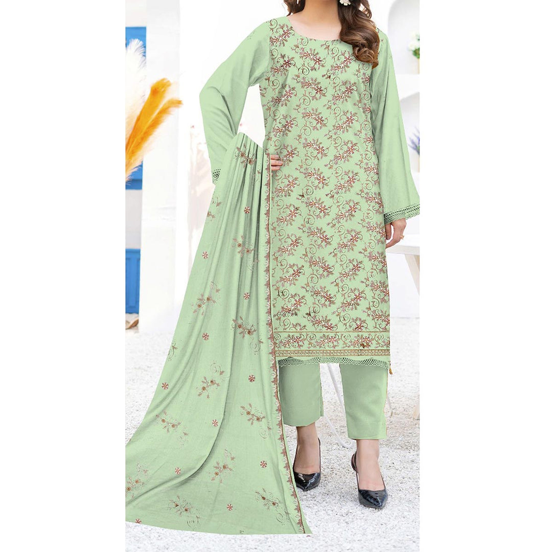 3PC- Unstitched Embroidered Lawn Suit US5438