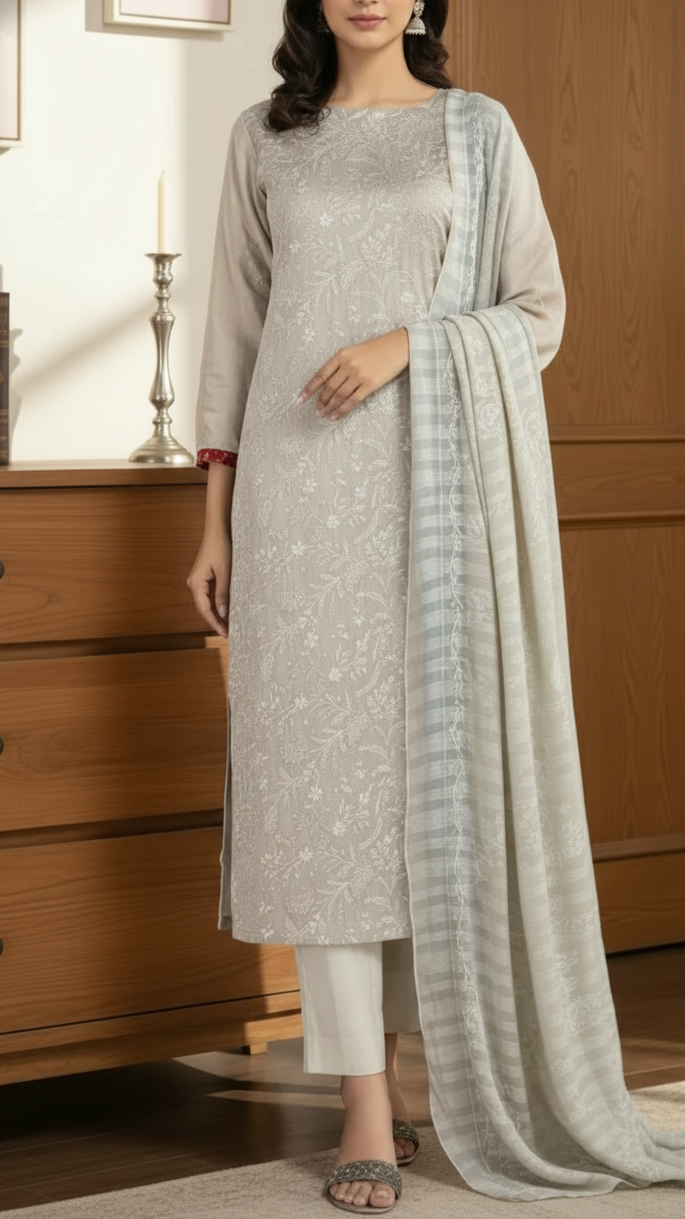 3PC Unstitched Embroidered Suit US5508