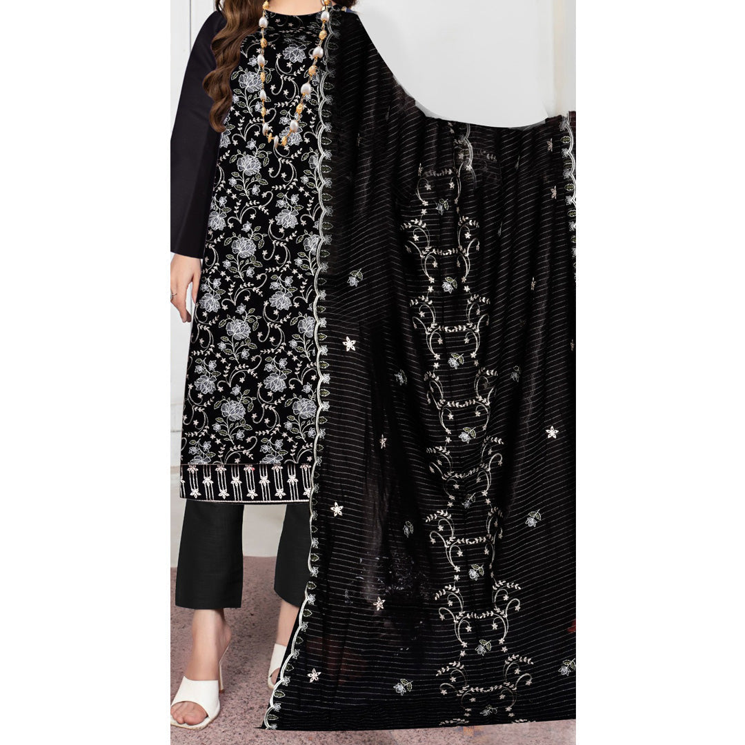 3 PC Unstitched Embroidered Suit