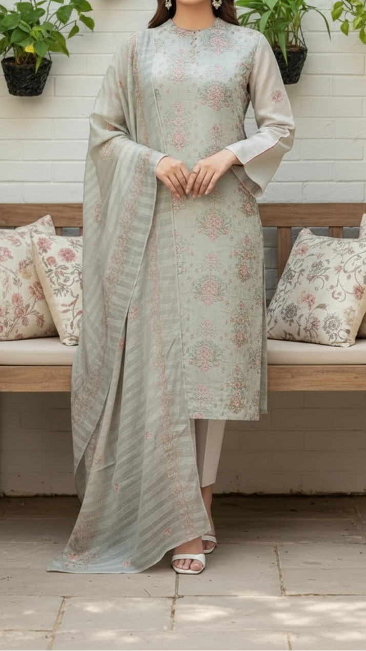 3PC Unstitched Embroidered Suit US5511