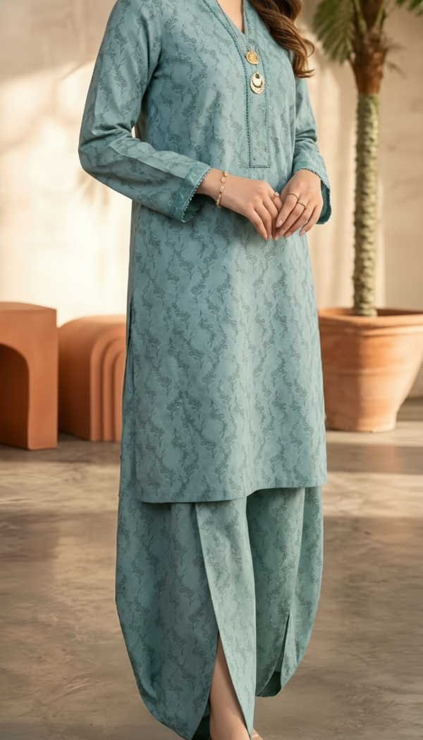 2 PC Unstitched Digital Printed Bana Doriya Lawn Suit US6073