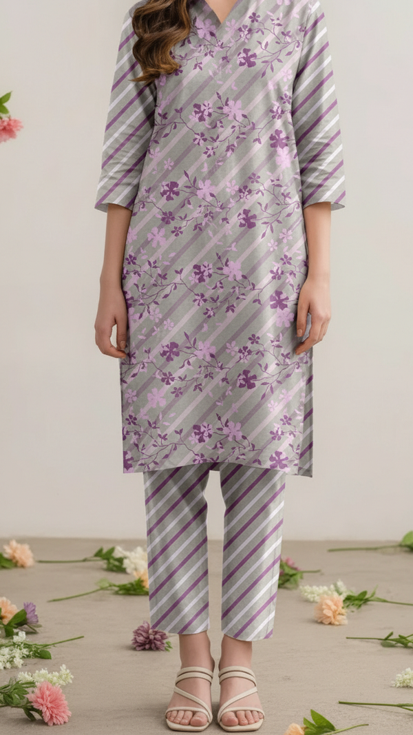 2 PC Unstitched Printed Suit UW5080