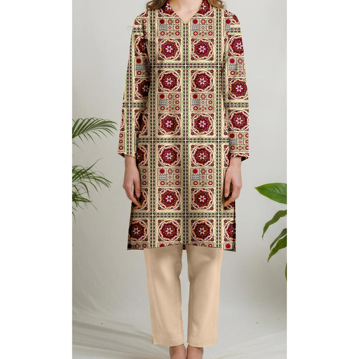 1PC- Unstitched Printed Cotton Cambric Shirt UW5088