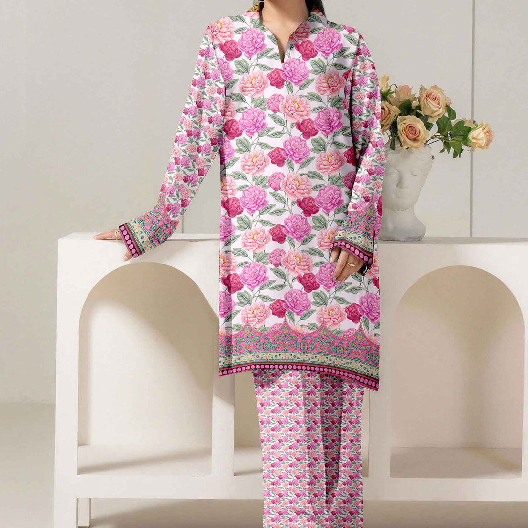 2PC- Unstitched Printed Cotton Cambric suit UW5090