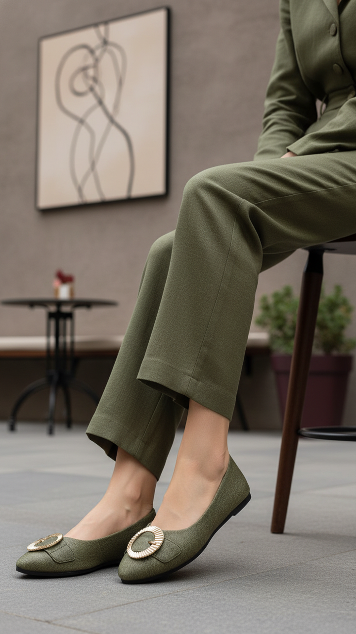 Olive Pumps For Ladies WN1302