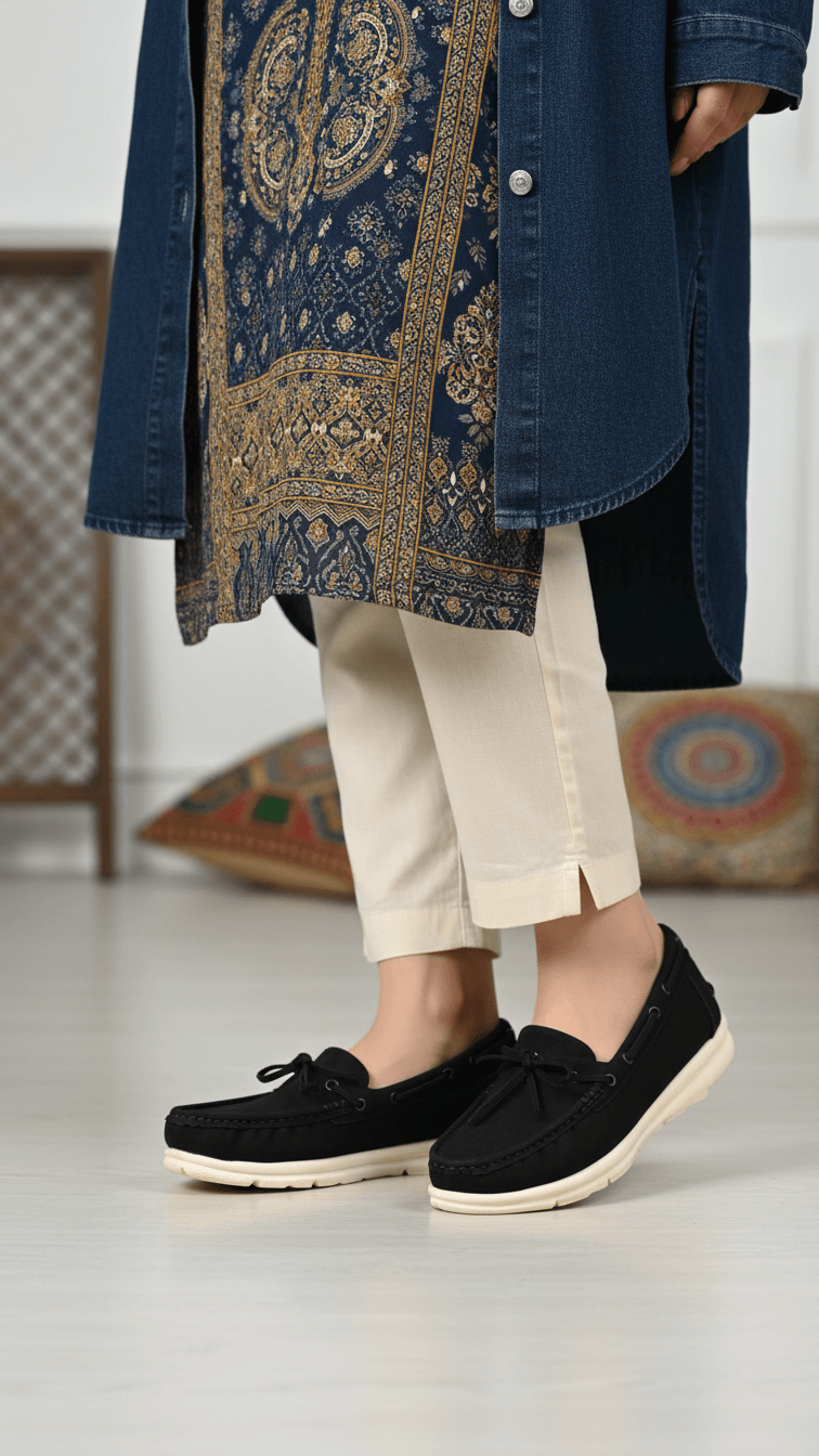 حذاء موكاسين نسائي أسود WN4486
