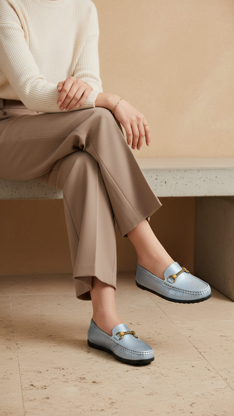 Sky Blue Moccasin For Women WN4582
