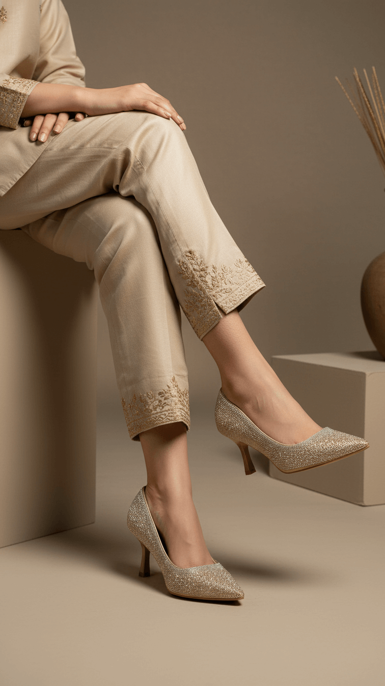 Champagne Fancy Bridal Court Shoes WN7543