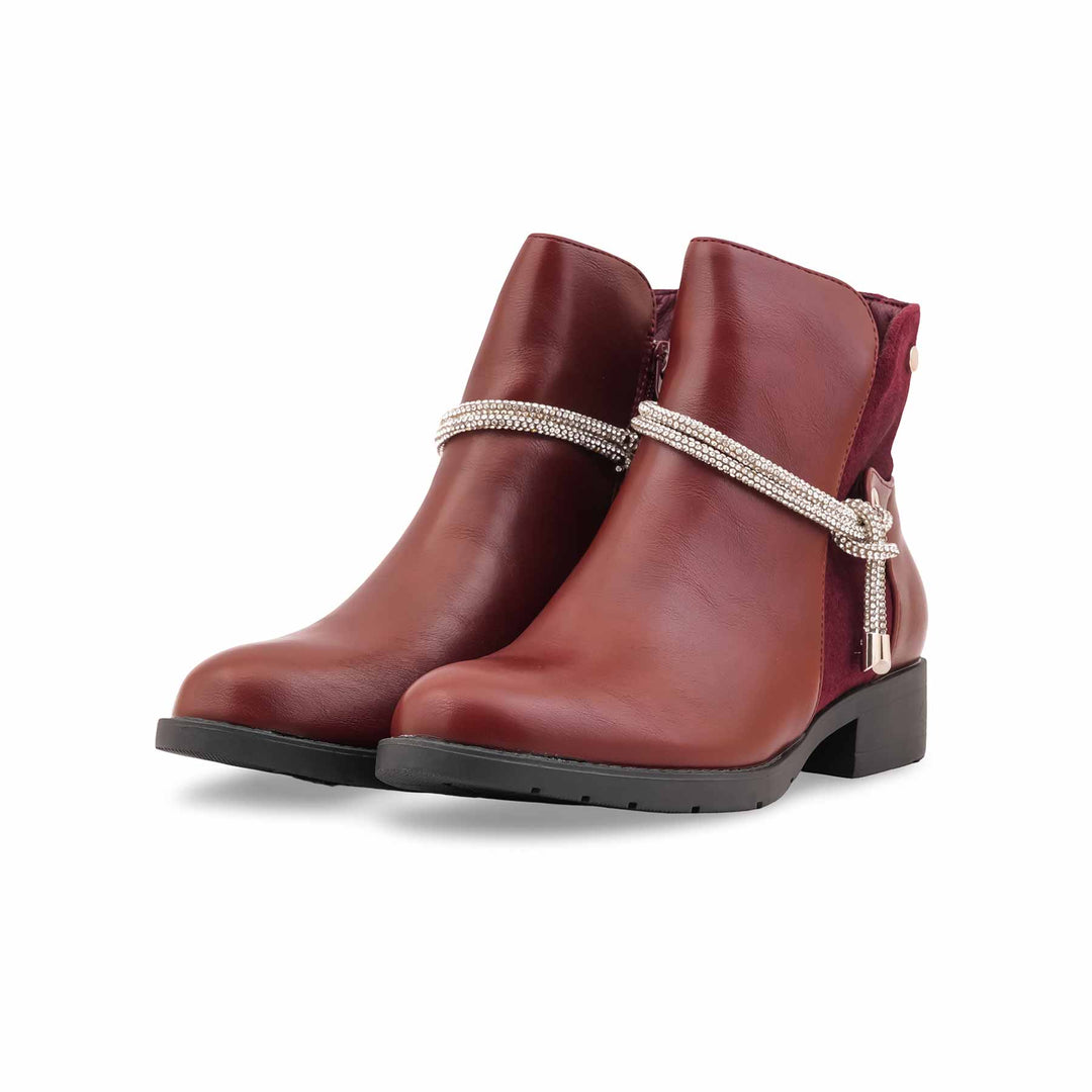 Maroon Long Shoes For Women WN9023
