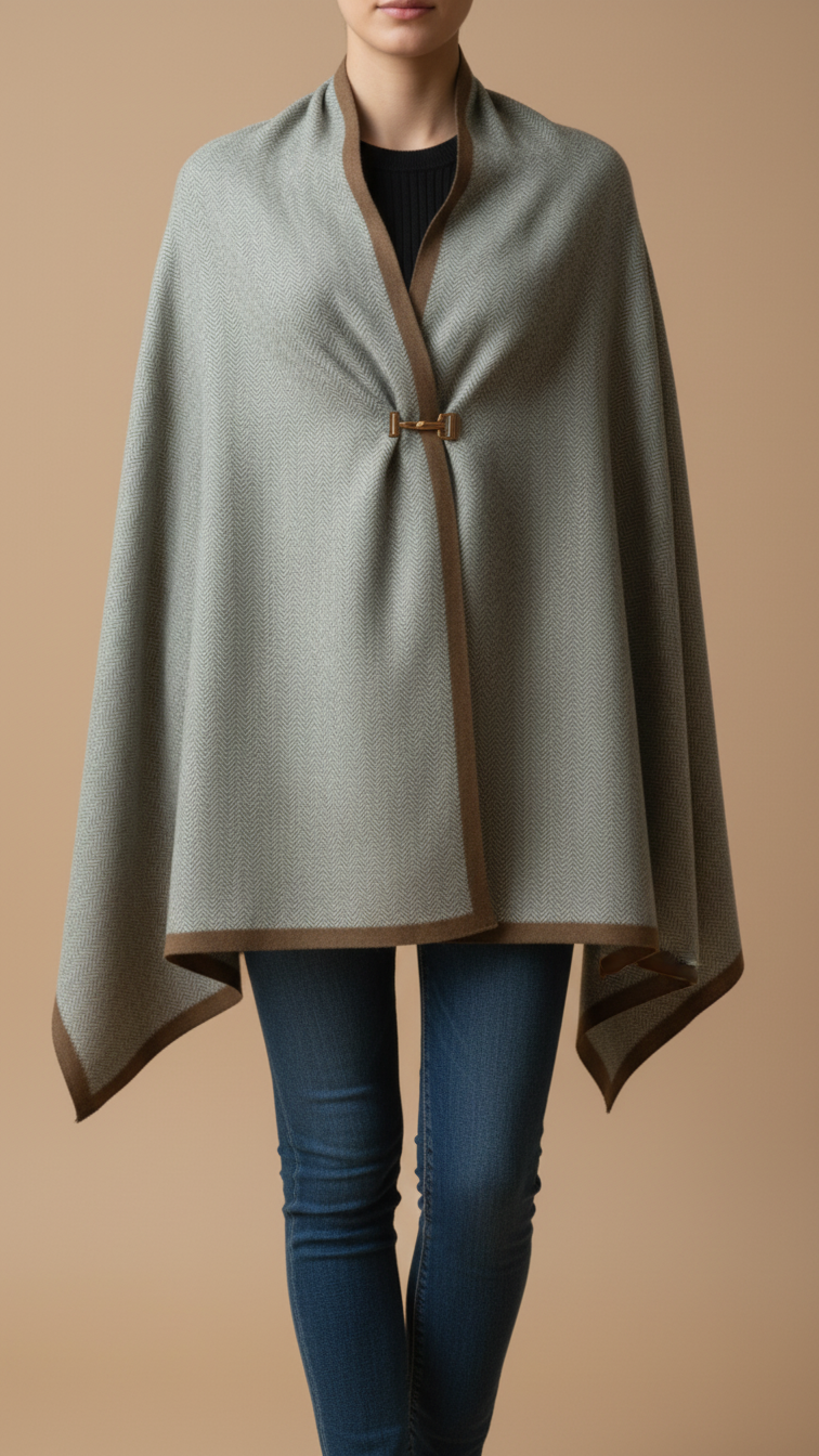 Green Winter Cape Shawl PW5908