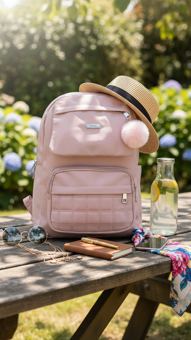 Pink Casual Back Pack For Women P47471
