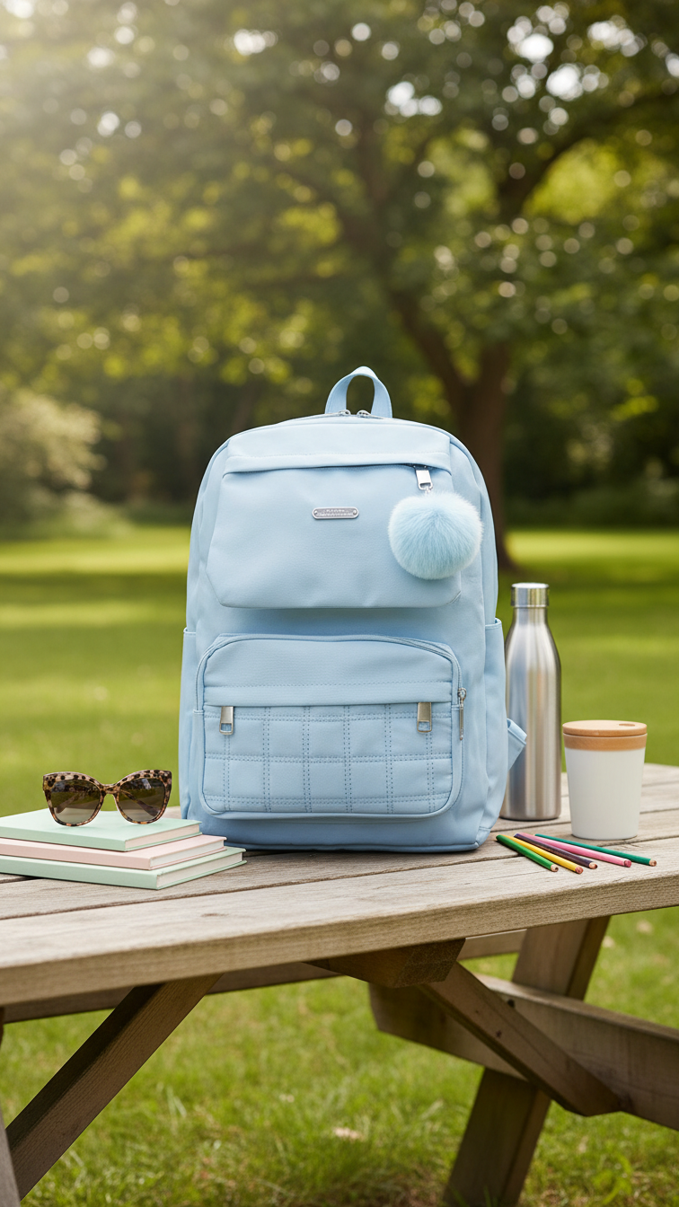 Sky Blue Casual Back Pack For Women P47471